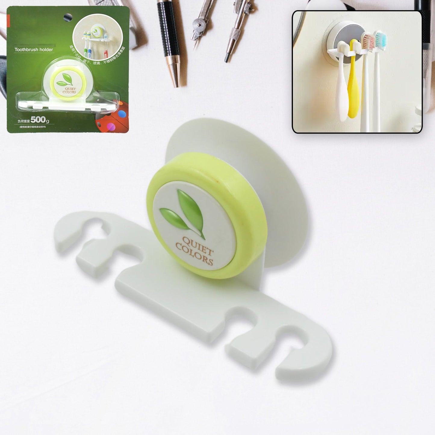 Plastic Tooth Brush, Toothbrush Holder Toothbrush Wall Stand Toothbrush Storage Wall Toothbrush Holder for Bathroom Toothbrush Organizer 4 slot toothbrush holder (1 Pc)
