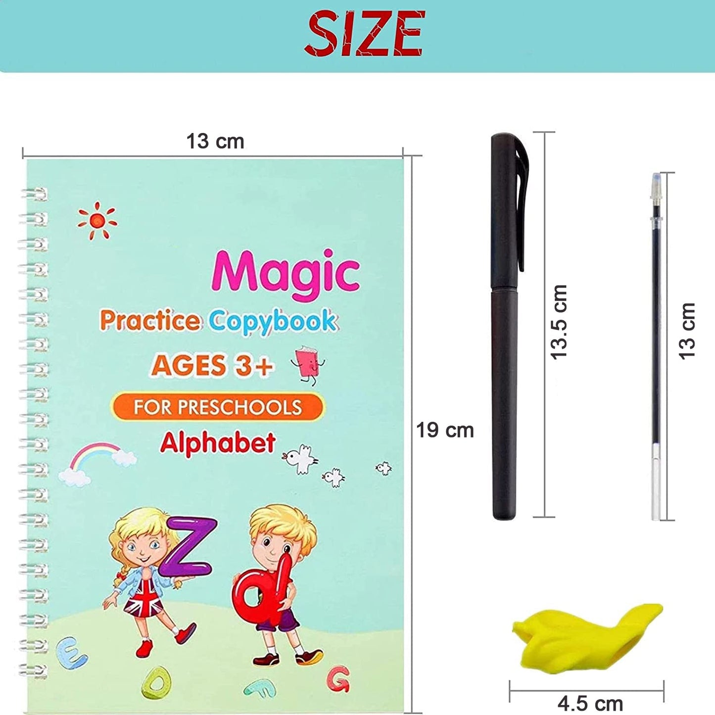 4-Piece Magic Copybook Set – Learn, Write & Reuse Anytime for Kids & Adults