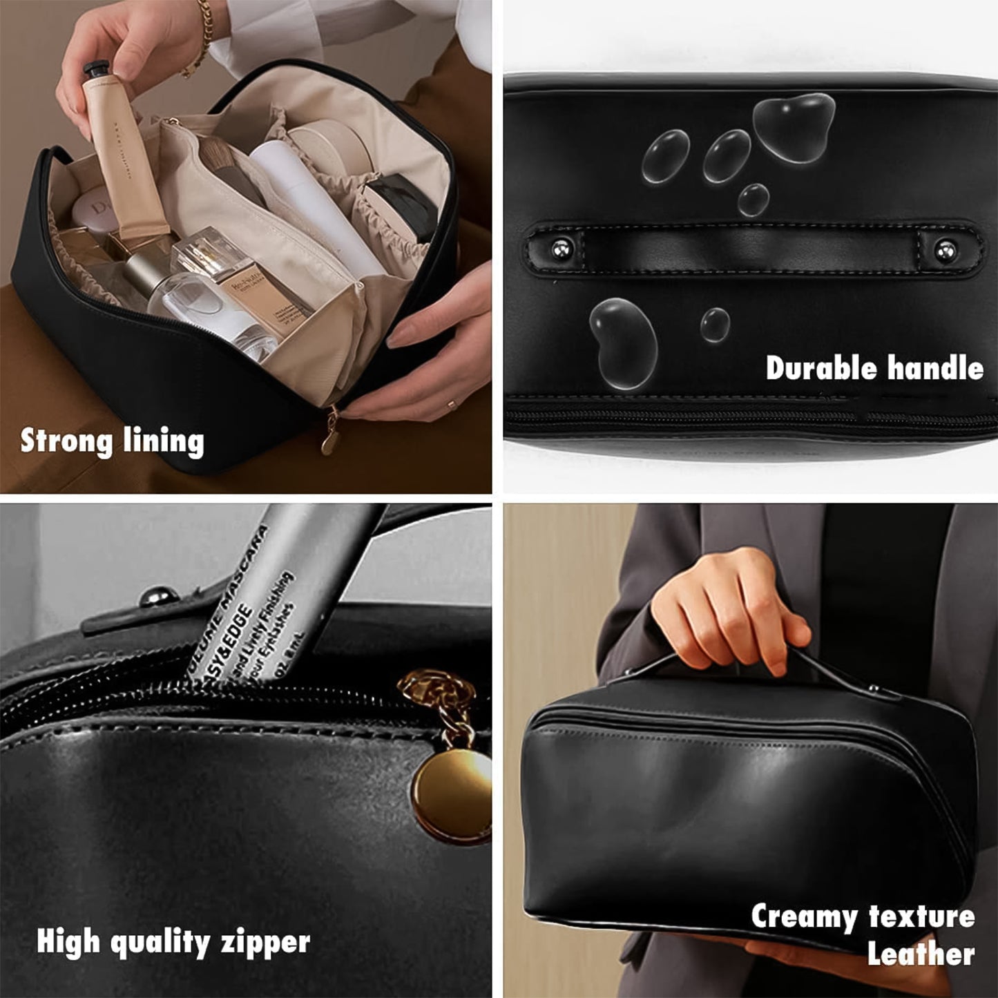Premium Travel Makeup Toiletry Organizer Pouch With Zipper Handle(1 Pc)