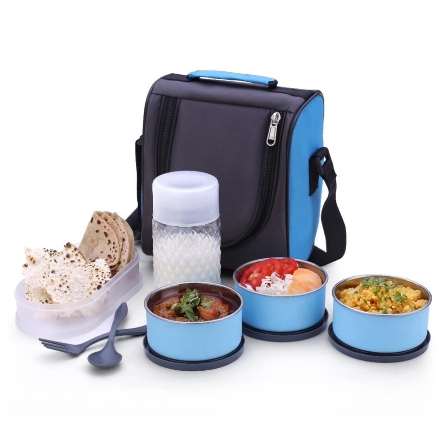 All-in-One Lunch Box with Fabric Carry Bag – Ideal for Office & School Use
