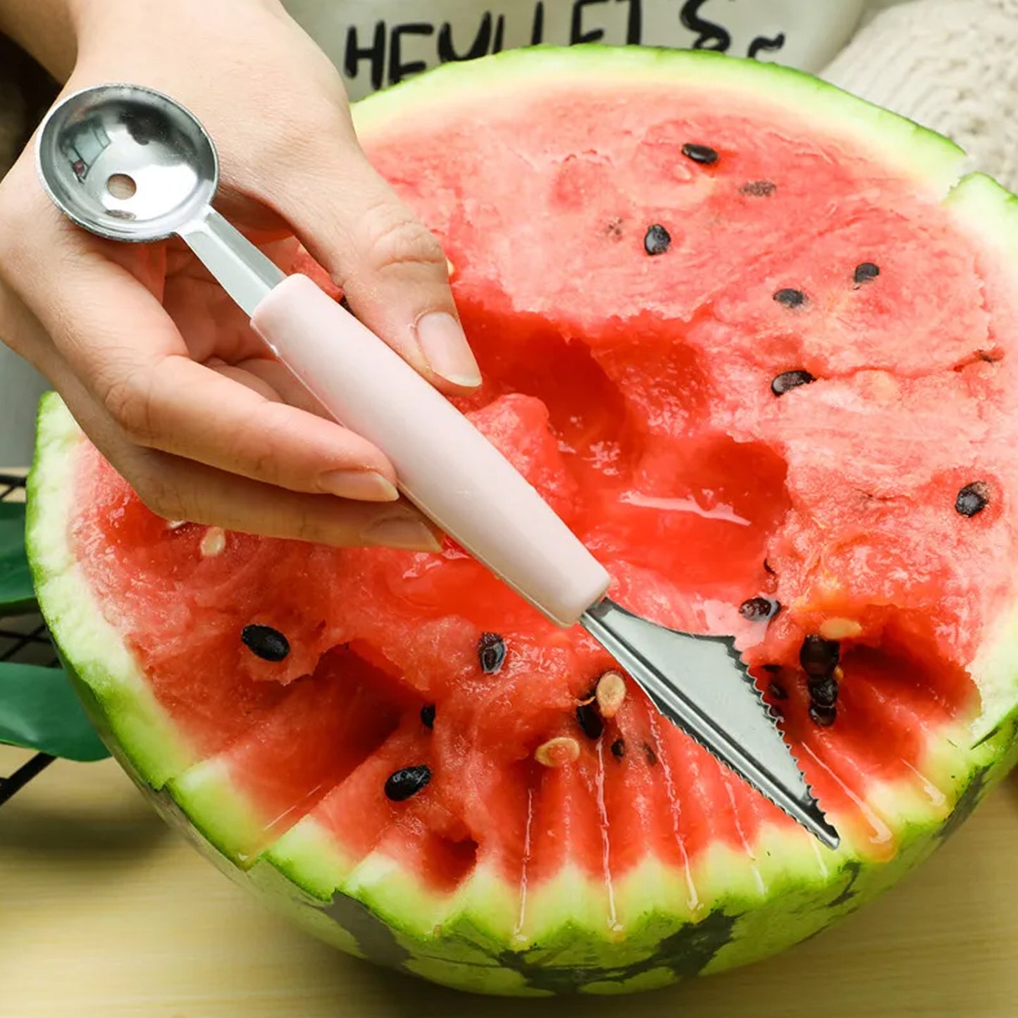 Stainless Steel Fruit Carving Tool Set, 2-in-1 Fruit Scoop & Carving Knife