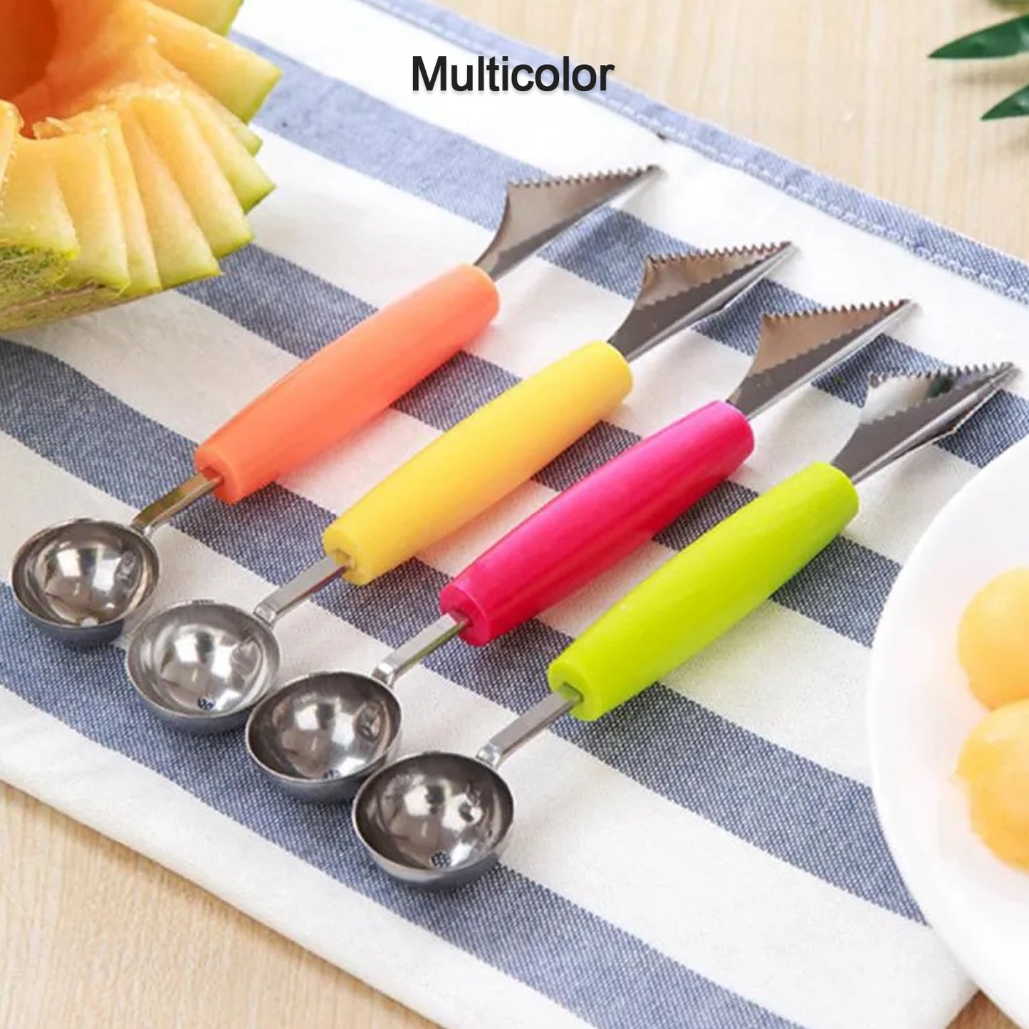 Stainless Steel Fruit Carving Tool Set, 2-in-1 Fruit Scoop & Carving Knife
