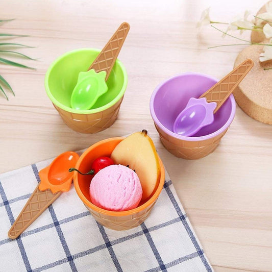 Premium Waffle Ice Cream Bowl & Spoon Set | Elegant 6-Piece Dessert Set | Perfect for Couples & Families | Stylish Gift Packaging