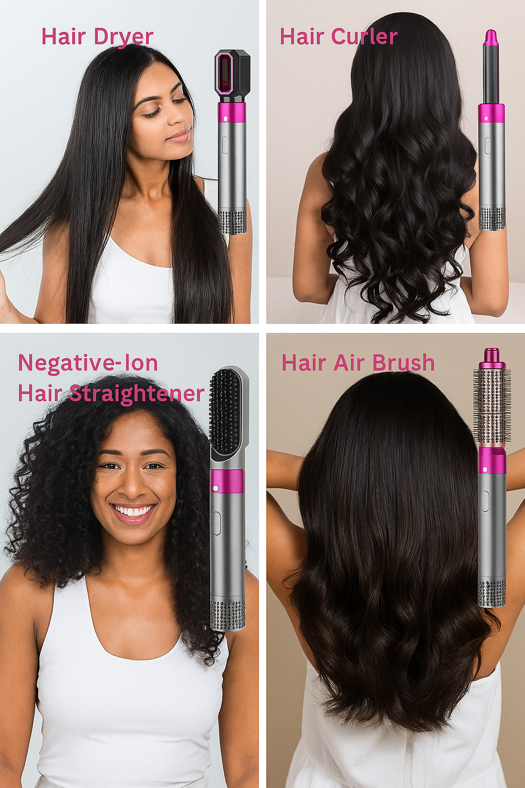 5-in-1 Hair Styler Brush – Curl, Straighten & Dry with 1000W Power | Detachable Head