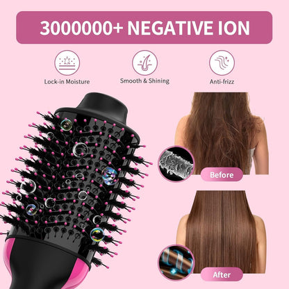 Hot Air Brush & Hair Dryer – 1000W Ionic Styler for Smooth, Voluminous, Frizz-Free Hair