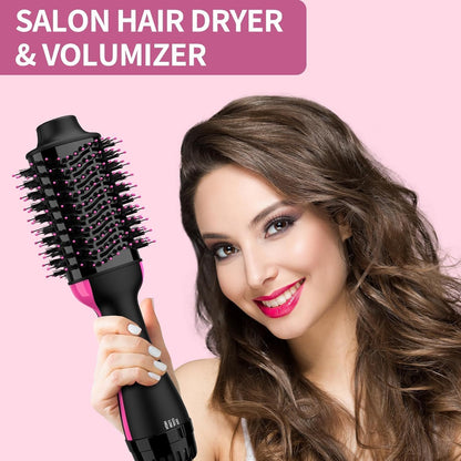 Hot Air Brush & Hair Dryer – 1000W Ionic Styler for Smooth, Voluminous, Frizz-Free Hair