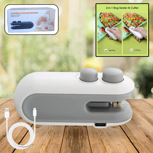 Portable packet sealer, 2 in 1 Seal & Cutter with type-C USB charging