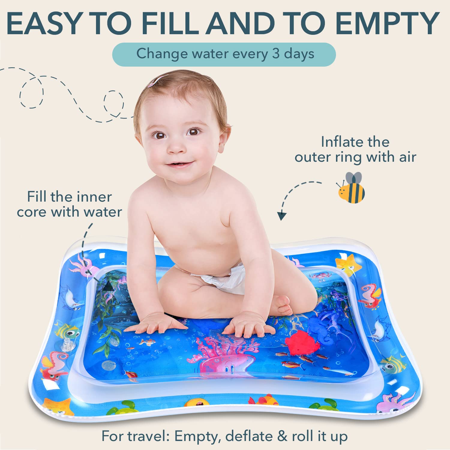 Tummy Time Water Mat for Babies – Interactive Water Play Toy (3–15 Months)