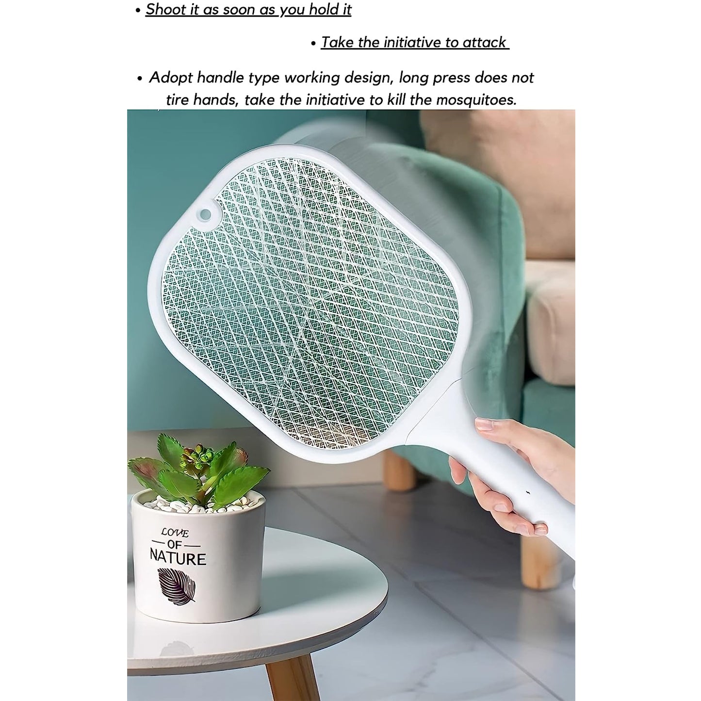 Rechargeable Mosquito Killer Racket with UV Light & USB Charging Base | In Premium Features