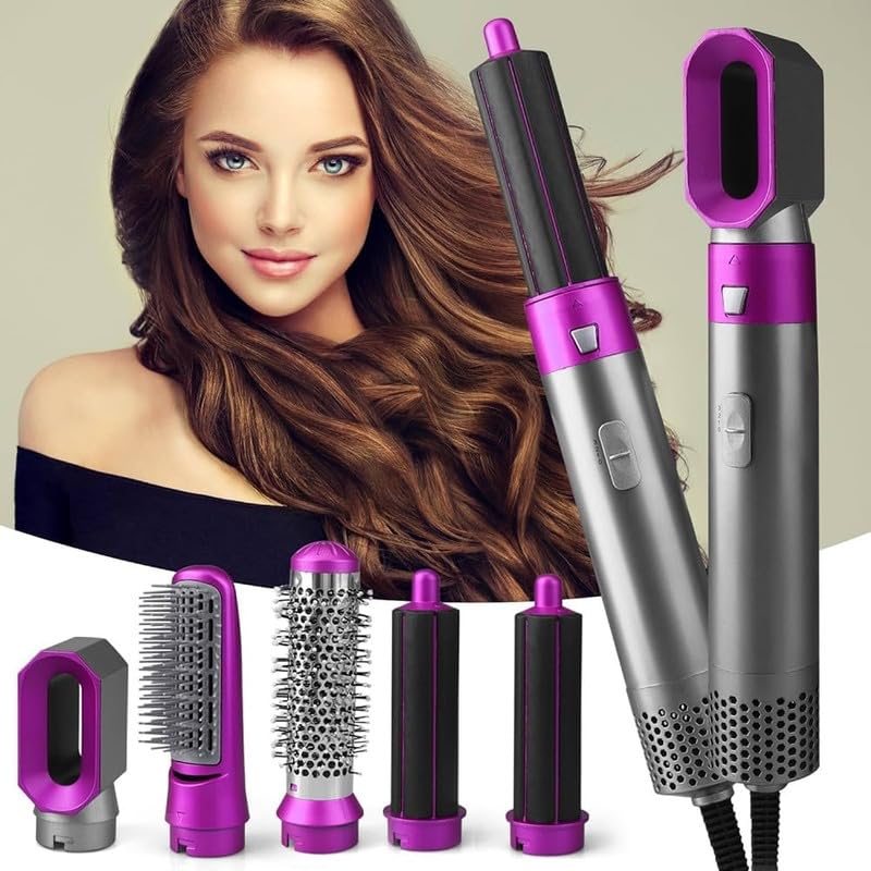 5-in-1 Hair Styler Brush – Curl, Straighten & Dry with 1000W Power | Detachable Head