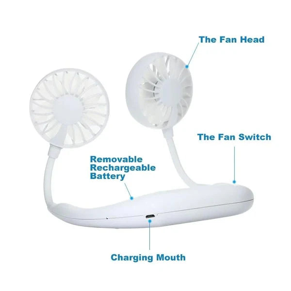 Wearable Neck Fan – Hands-Free, USB Rechargeable Mini Cooler with 3 Speeds | Lightweight for Travel, Gym & Outdoors