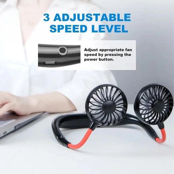 Wearable Neck Fan – Hands-Free, USB Rechargeable Mini Cooler with 3 Speeds | Lightweight for Travel, Gym & Outdoors