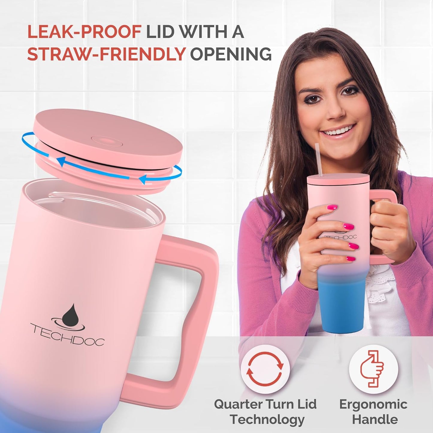 Premium 1.2L Insulated Stainless Steel Tumbler with Lid & Straw – Hot & Cold, 100% Leak-Proof