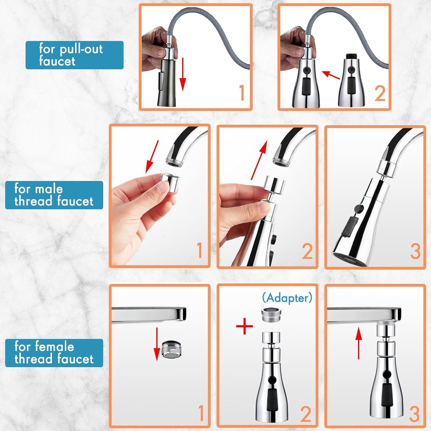 360° Rotating Kitchen Sink Faucet – 3 Modes (1 Pc)