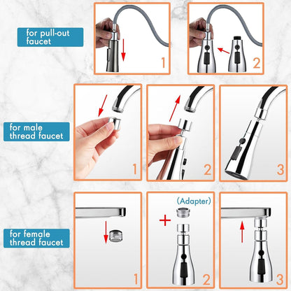 360° Rotating Kitchen Sink Faucet – 3 Modes (1 Pc)