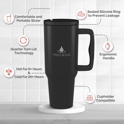 Premium 1.2L Insulated Stainless Steel Tumbler with Lid & Straw – Hot & Cold, 100% Leak-Proof