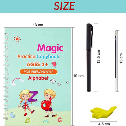 4-Piece Magic Copybook Set – Learn, Write & Reuse Anytime for Kids & Adults