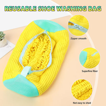 Reusable Shoe Cleaning Bag – Microfiber Chenille with Zipper for Machine & Hand Wash