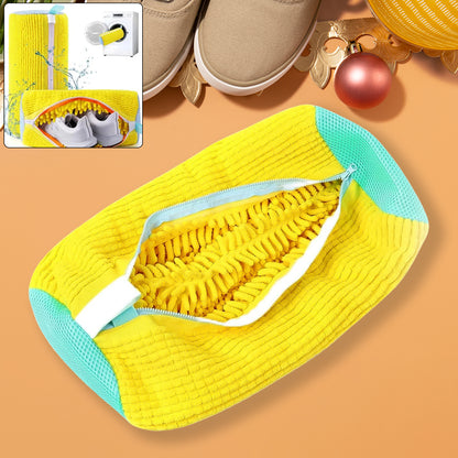 Reusable Shoe Cleaning Bag – Microfiber Chenille with Zipper for Machine & Hand Wash