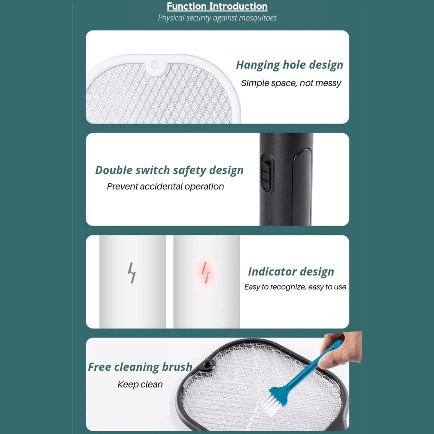 Rechargeable Mosquito Killer Racket with UV Light & USB Charging Base | In Premium Features