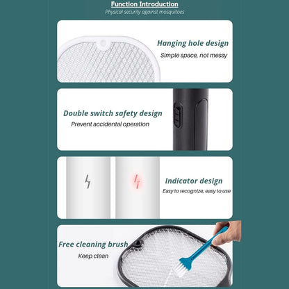 Rechargeable Mosquito Killer Racket with UV Light & USB Charging Base | In Premium Features