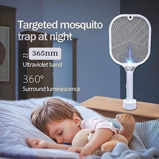 Rechargeable Mosquito Killer Racket with UV Light & USB Charging Base | In Premium Features