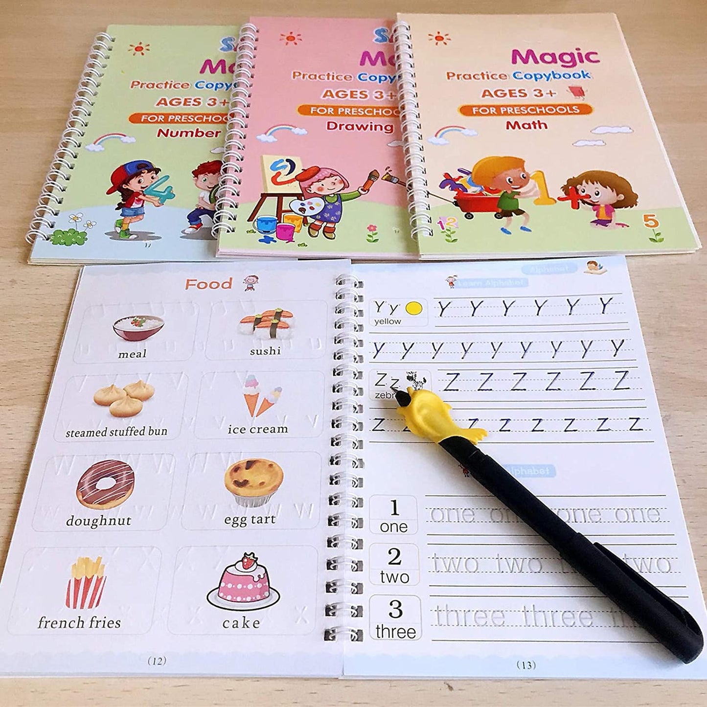 4-Piece Magic Copybook Set – Learn, Write & Reuse Anytime for Kids & Adults