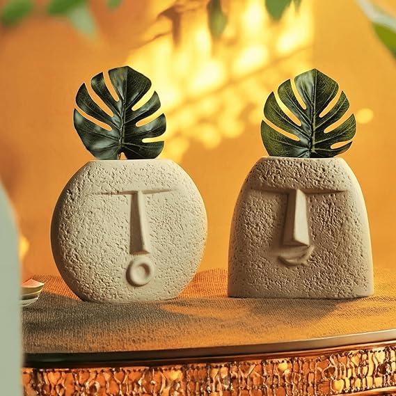 Upbeat Face Vase and Blowing Kiss Face Vase